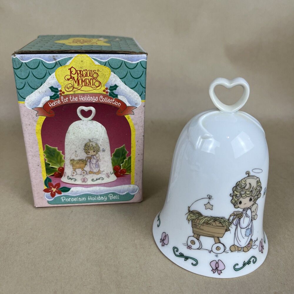 Precious Moments “Home For The Holidays"‎ Porcelain Holiday Bell Ornament 1995